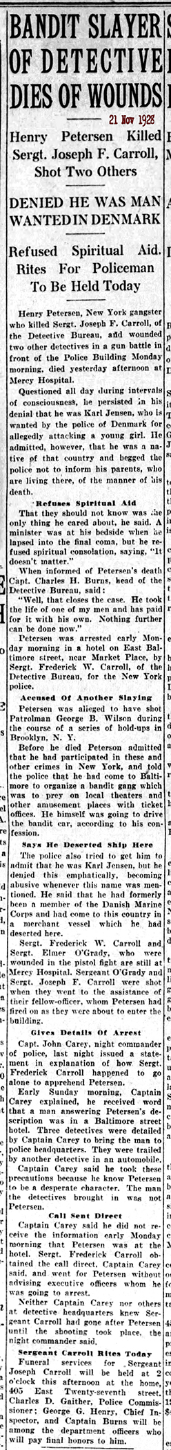 Baltimore Sun 21 Nov 1928 Carroll Joe 72