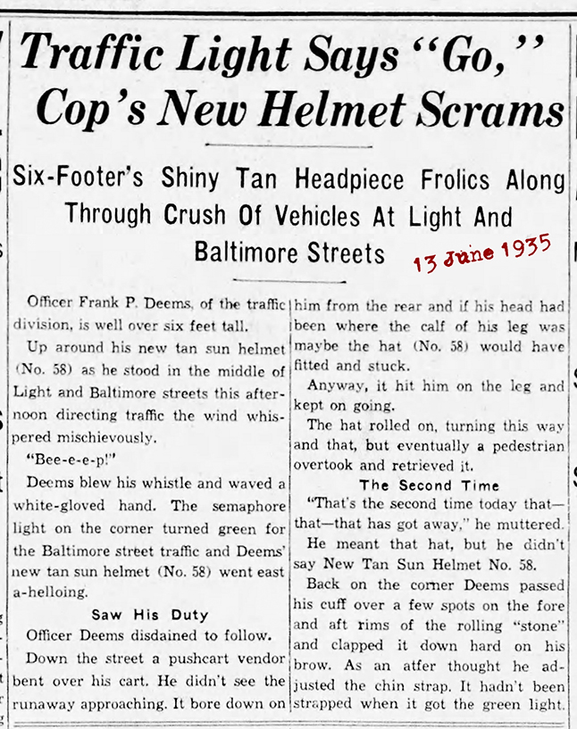 Thrsday 13 June 1935 Pith hat pith