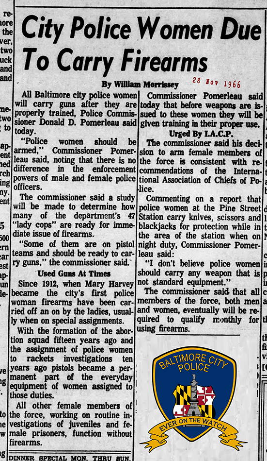 The Evening Sun Mon Nov 28 1966 Policewomen Firearms72